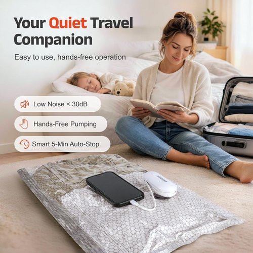 IDEATECH Travel Vacuum Bags - 15 Pack with USB Pump | Space Saver Compression Bags for Clothes - Easy to Load, Perfect for Suitcase & Carry-On