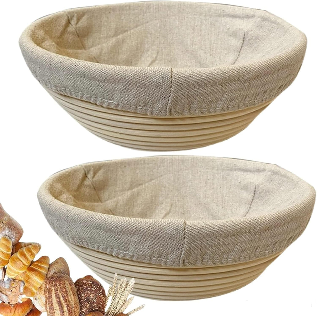 Skiennix 9-Inch Round Bread Banneton Proofing Basket Set - Perfect for Sourdough & Artisanal Baking | 2 Pack