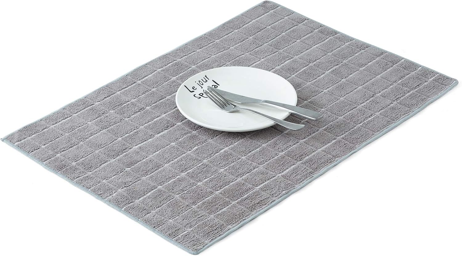 Skiennix Microfiber Dish Towels - Soft, Super Absorbent & Lint-Free - 8 Pack in Gray Lattice Design | 26 x 18 Inch