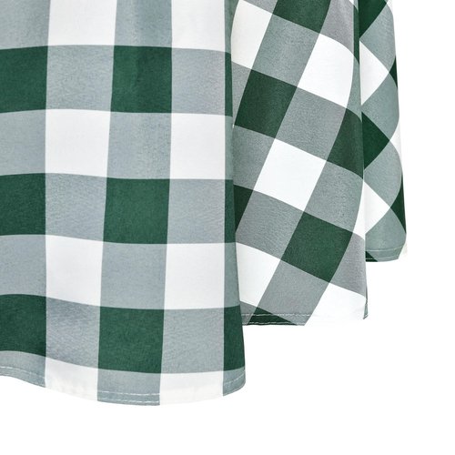 Hiasan Checkered Round Tablecloth 30 Inch - Waterproof Stain and Wrinkle Resistant Washable Fabric Christmas Table Cloth for Dining Room Party Outdoor Picnic, Forest Green and White