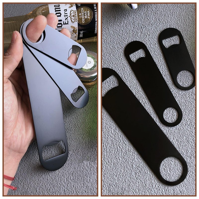 Yugada 100 Pack Flat Beer Bottle Opener 5 inch Stainless Steel Flat Bottle Opener Black Beer Bottle Openers for Bartender Kitchen Bar Restaurant (5 Inch)