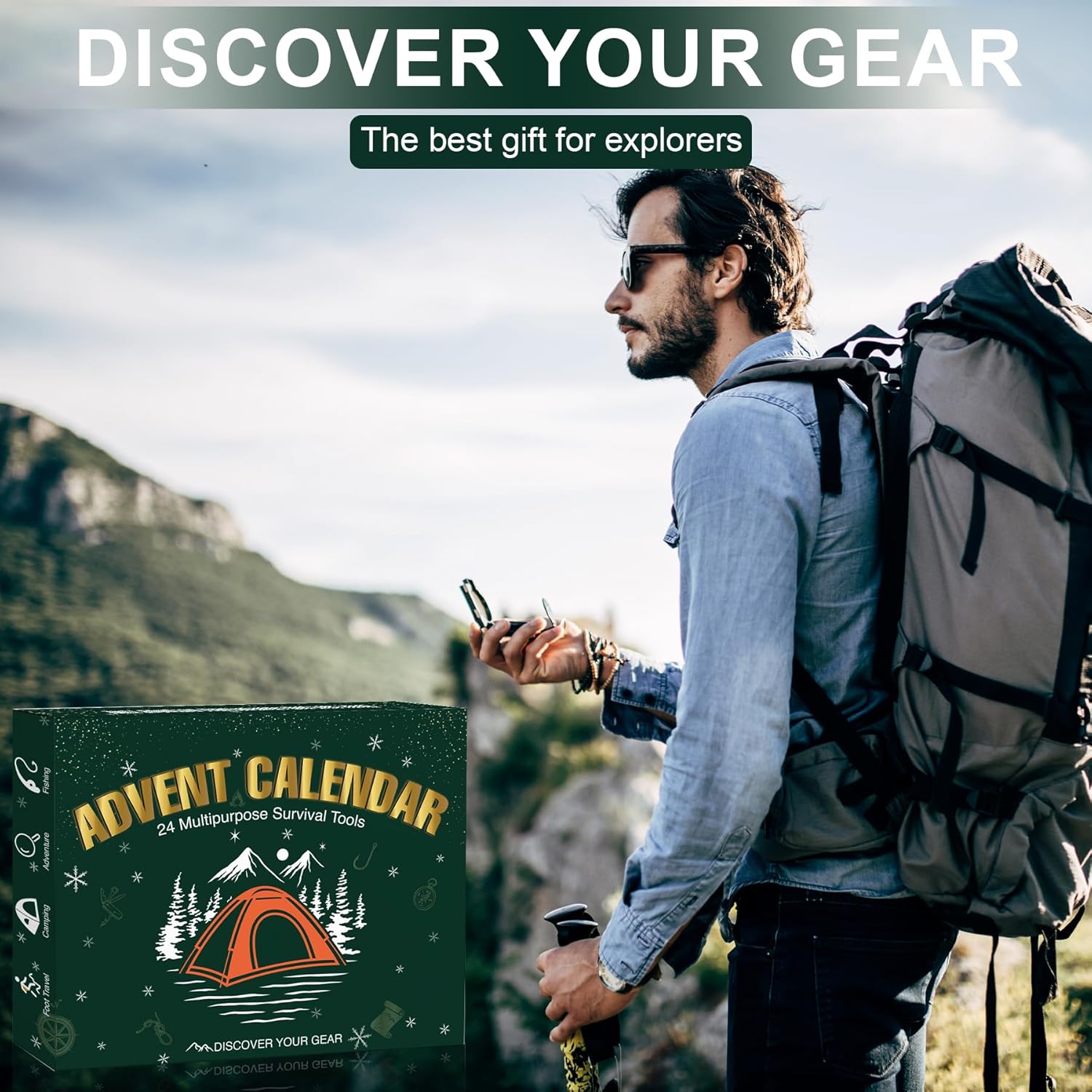 Survival Kit Advent Calendar - 24 Days of Essential Camping, Fishing & Hiking Tools | Perfect Xmas Gift for Outdoor Enthusiasts