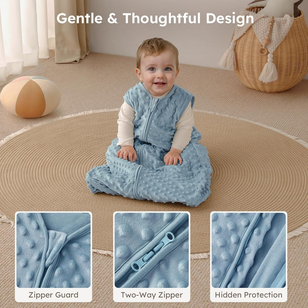 Yoofoss Baby Sleep Sack - Fleece Wearable Blanket for 0-6 Months | Plush Dots, TOG 1.5, 2-Way Zipper