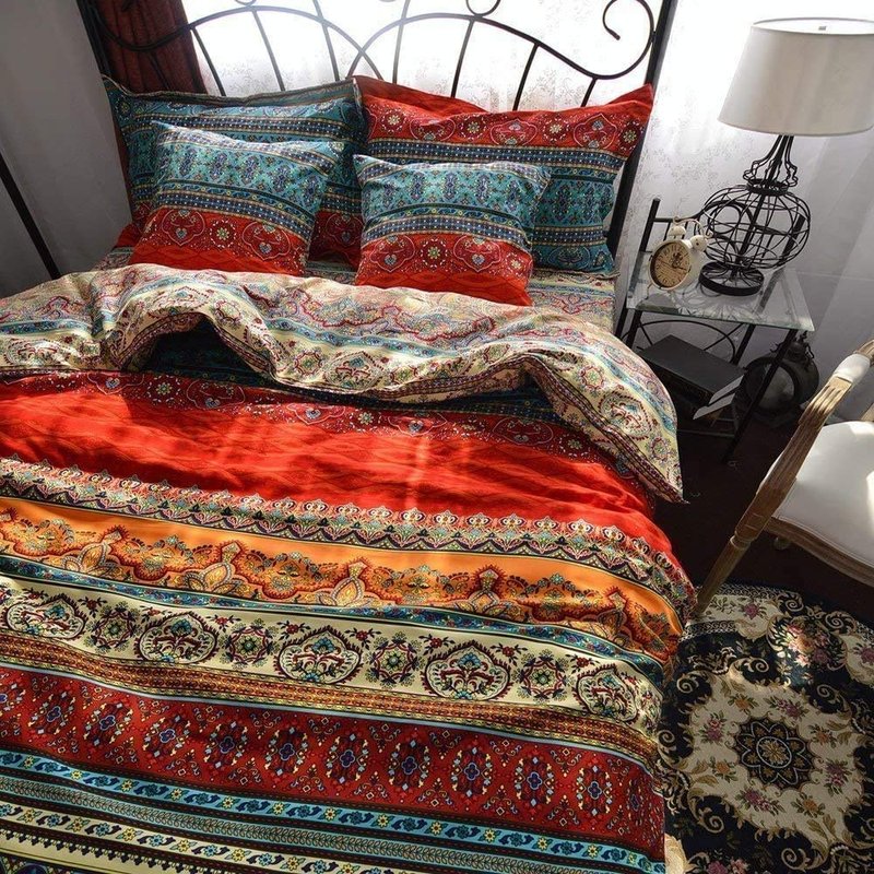 Dodou Boho Style Bedding Set Boho Duvet Cover Set Bohemian Bedding Set 3pcs (King)