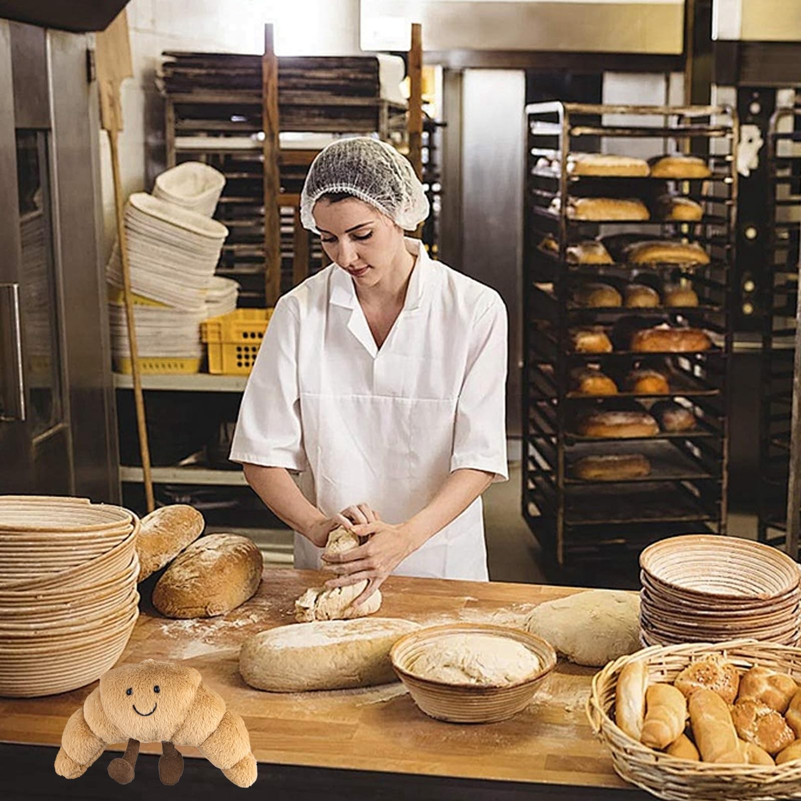 AVTHKWG 14.2" Croissant Plush Toy - Soft Stuffed Croissant Gift, Cute Food Stuffed Animals Pillow for Kids & Adults