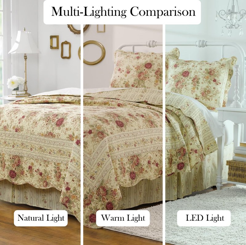 Greenland Home Antique Rose 100% Cotton Heirloom-Quality Quilt Set, 2-Piece Twin/XL, Ecru
