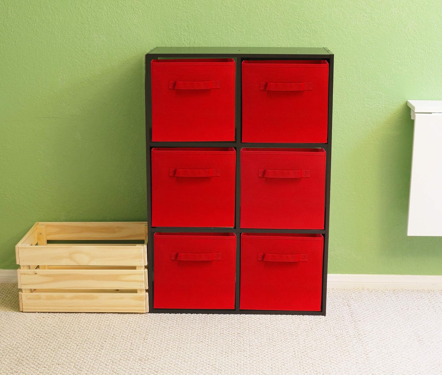 Simple Houseware Foldable Cube Storage Bins - 11-Inch Red Fabric Organizer | 6-Pack for Closet & Shelves
