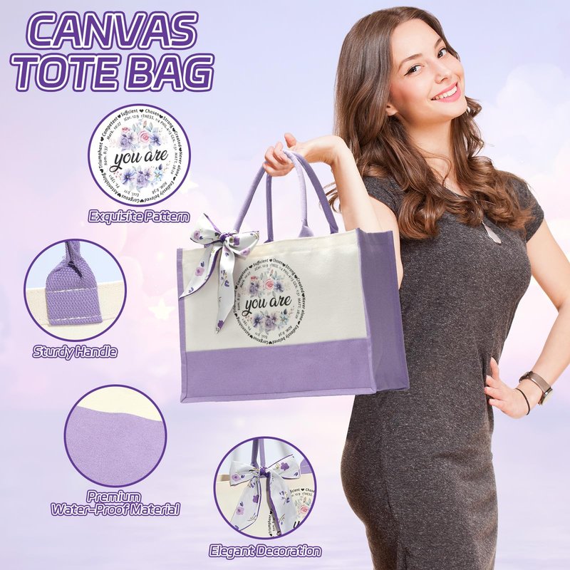 11Pcs Purple Christian Gifts for Women Faith Spiritual Inspirational Religious Catholic Gift for Women Mom Wife Friend Sister Birthday Holiday Christmas Gifts Includes Tumbler Tote Bag Socks Scarf Set