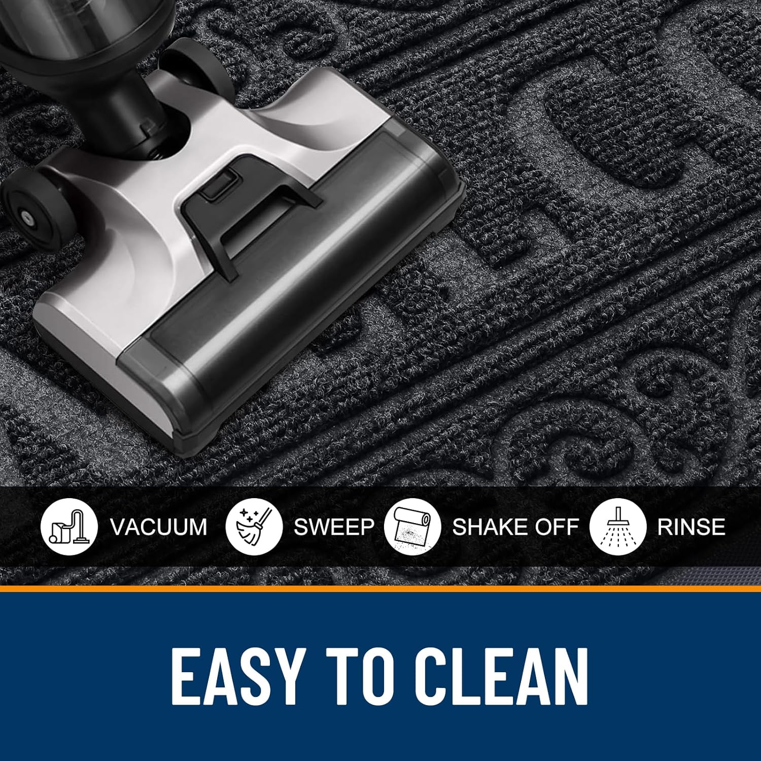 OLANLY Heavy Duty Welcome Door Mat - Waterproof All-Weather Stain Resistant | 29.5 x 17 Inches, Black