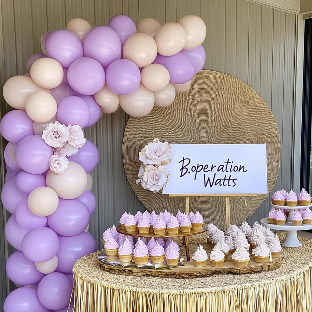RUBFAC Lavender Purple Balloons - 105pcs in 5/10/12/18 Inches | Light Pastel Latex for Party Decor