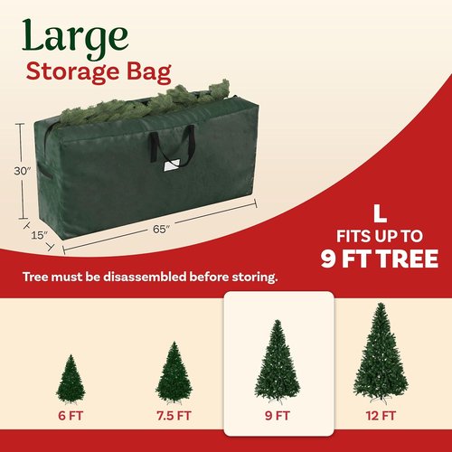 Elf Stor Christmas Tree Storage Bag - Durable Organizer for 9FT Artificial Trees | Green, Pack of 2
