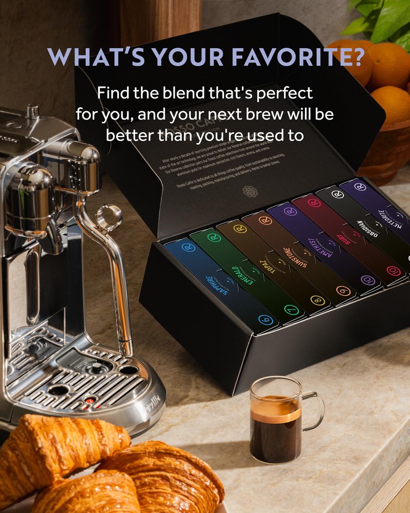 ROSSO CAFFÈ Espresso Coffee Pods for Nespresso Original Machines - 80 Capsules Variety Pack, 8 Signature Flavors, Medium to Dark Roast