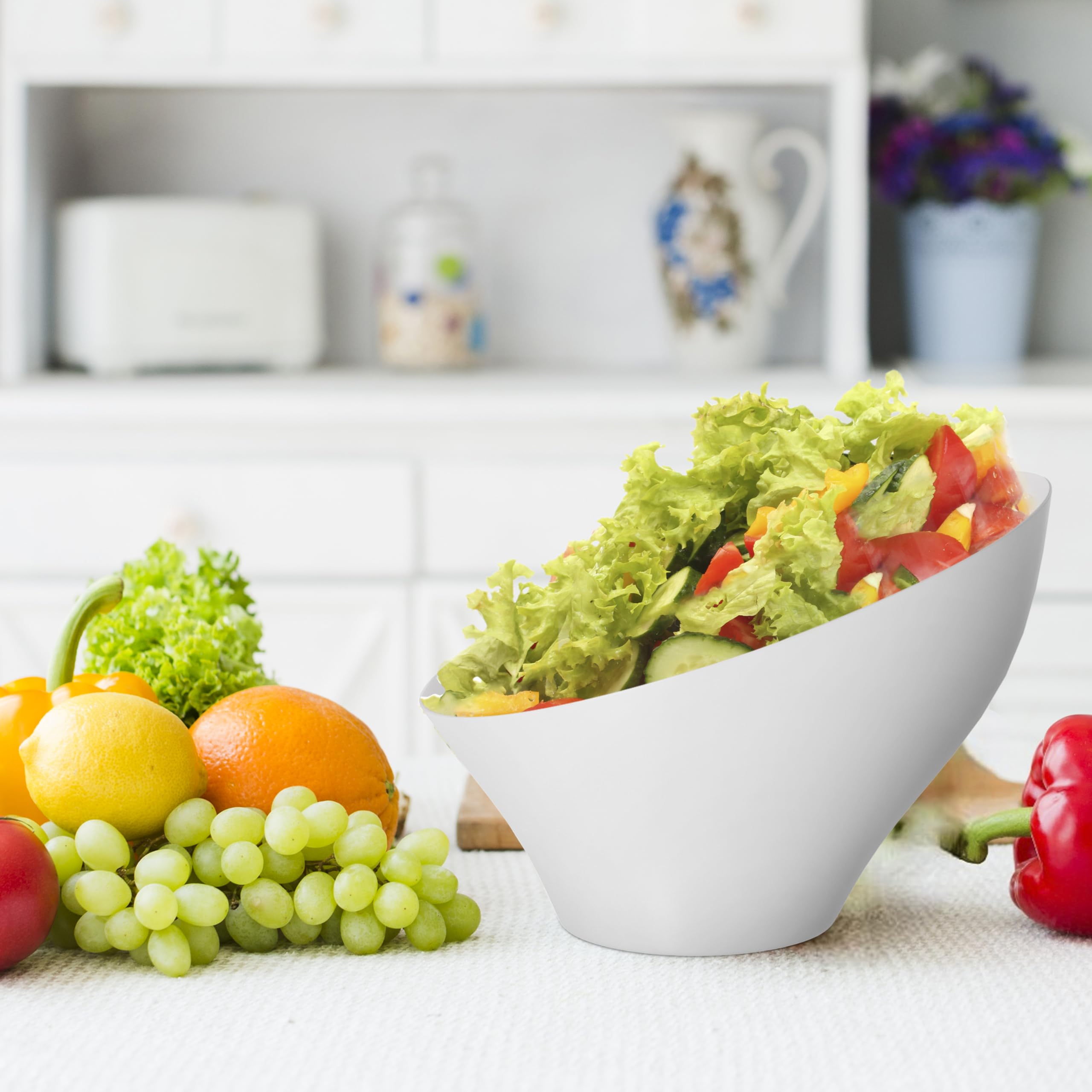 R-kay 6 Pack Large Plastic Bowls - Premium White bowls - Plastic Serving Bowls Heavy Duty For Weddings Catering, Parties, And All Occasions 36 Oz (White, Large)