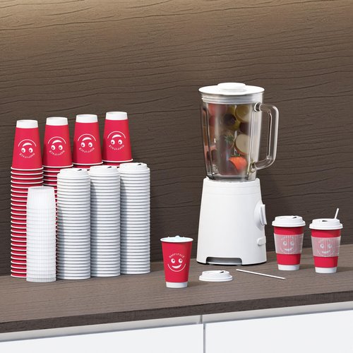 HAPPYFACE 100 Pack, 16 oz Disposable Coffee Cups, Double Wall, Cold or Hot Drink Cups, with Lids, Sleeves, Stirring Straws, Suitable for Home and Party
