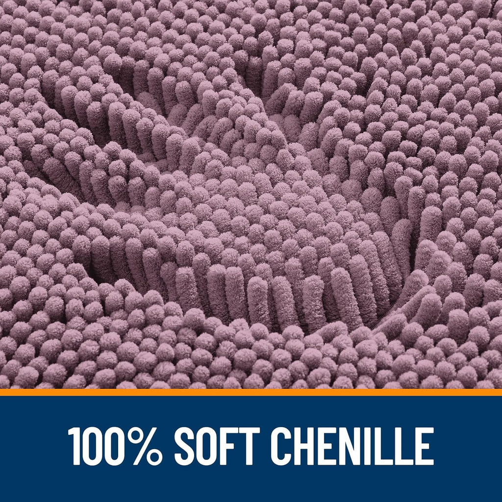 OLANLY U-Shaped Toilet Rug - Extra Soft Chenille, Quick-Dry, Non-Slip Bath Mat | 24x24 Deep Plum