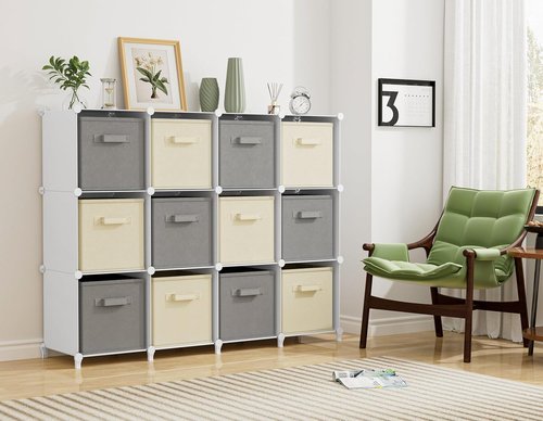 HOMIDEC Closet Organizer - 12-Cube Storage Solution for Clothes | Portable White Shelves