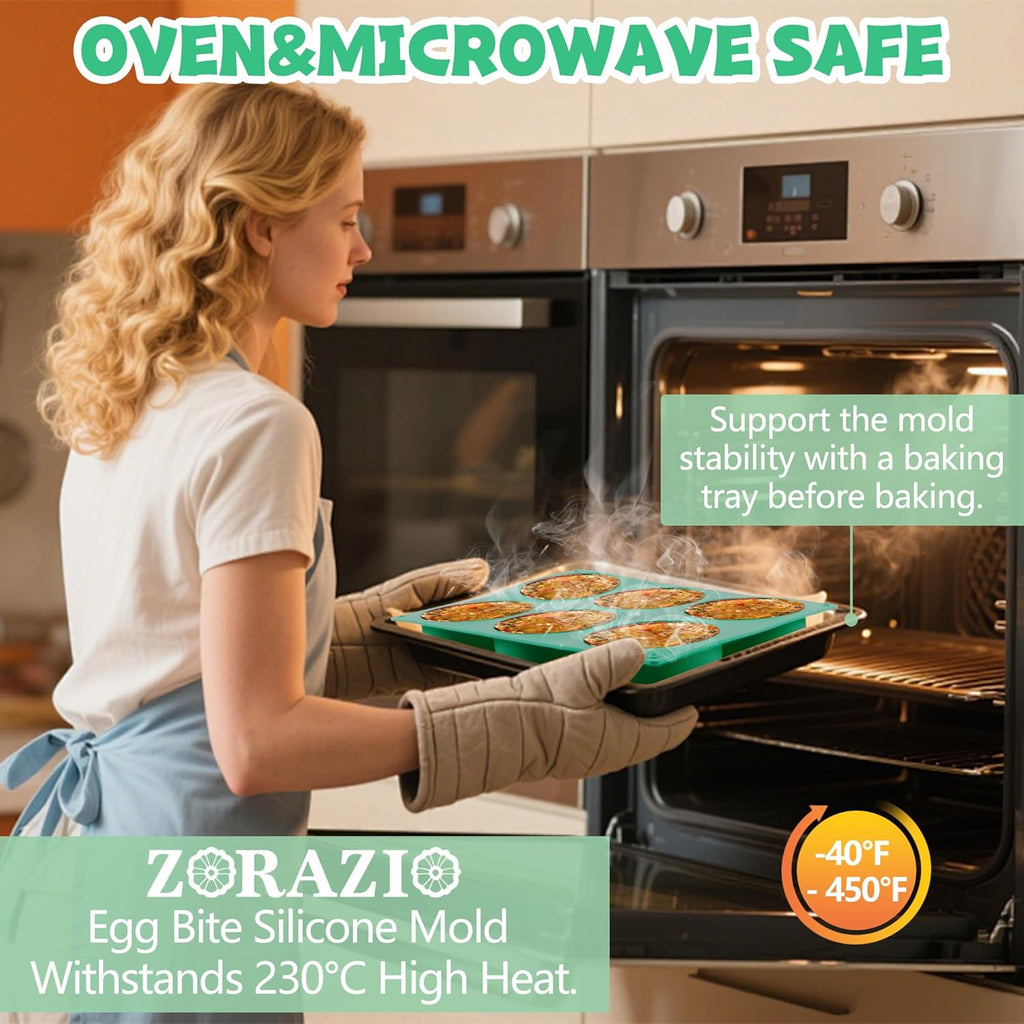 Skiennix 4-Inch Round Silicone Baking Mold - Non-Stick 2-Piece Muffin Top Pan | 6-Cavity for Breakfast Sandwiches