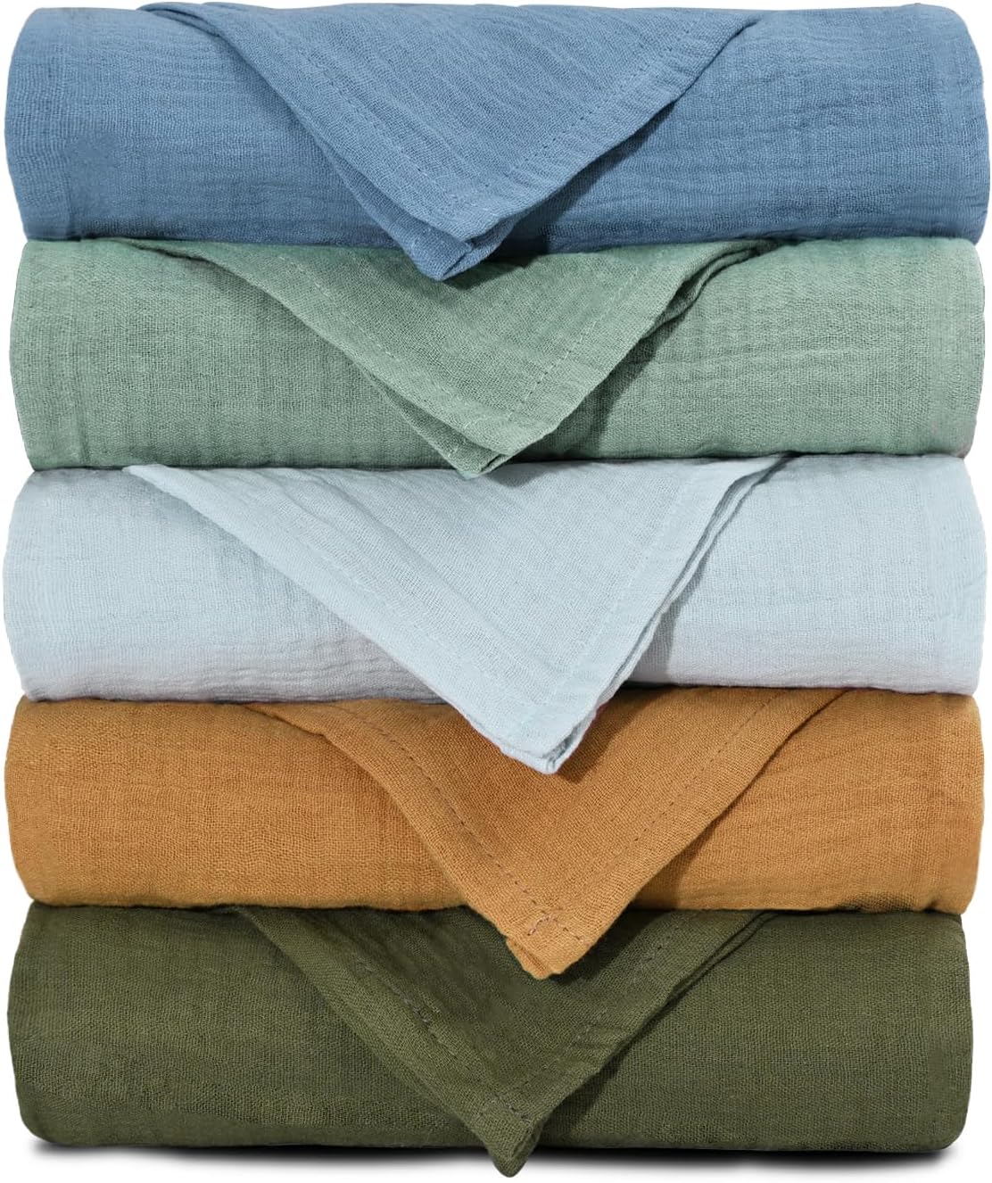 Skiennix Muslin Receiving Blankets - Breathable Neutral Swaddle Wraps for Newborns | 5 Pack in Bright Colors