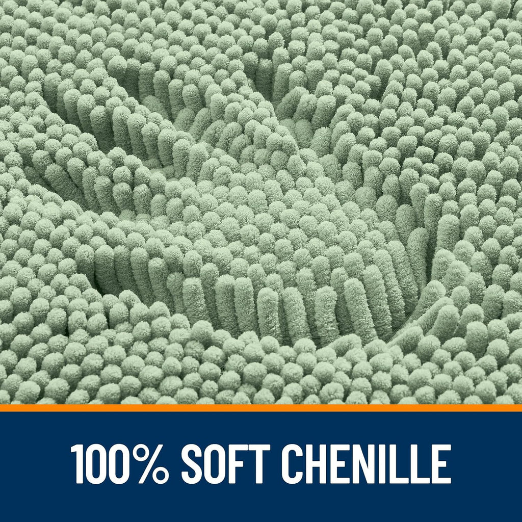 OLANLY Bathroom Runner Rugs - Soft Absorbent Chenille with Rubber Backing | 59x20 Inches, Sage Green