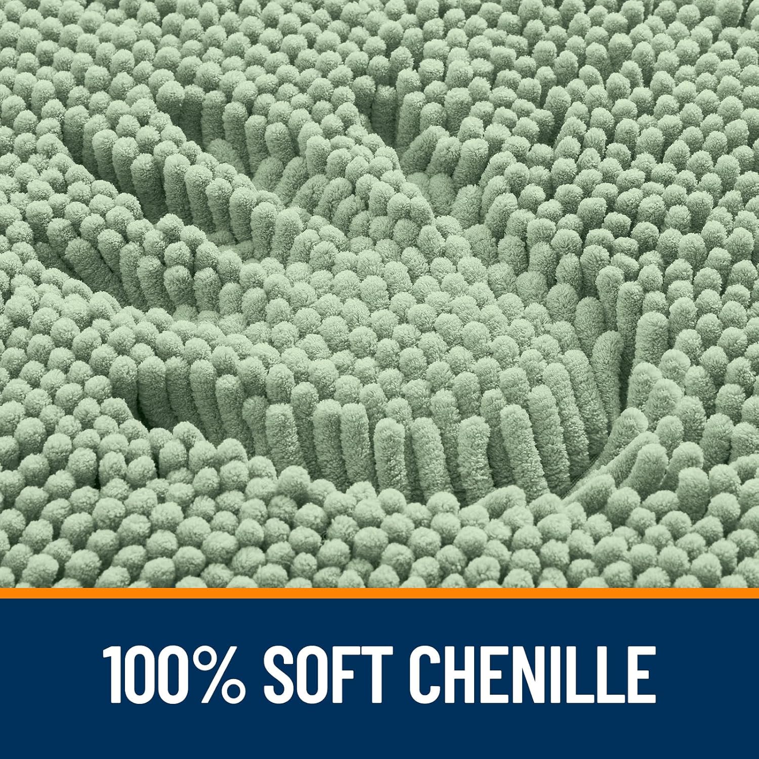 OLANLY Bathroom Runner Rugs - Soft Absorbent Chenille with Rubber Backing | 59x20 Inches, Sage Green