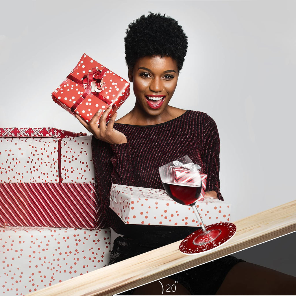 Silver Star Christmas Tree with Holiday Red Background Christmas Coasters Absorbent Ceramic Drink Coasters for Xmas Decor Soft Coasters Set of 4 Good White Elephant Gifts for Adults