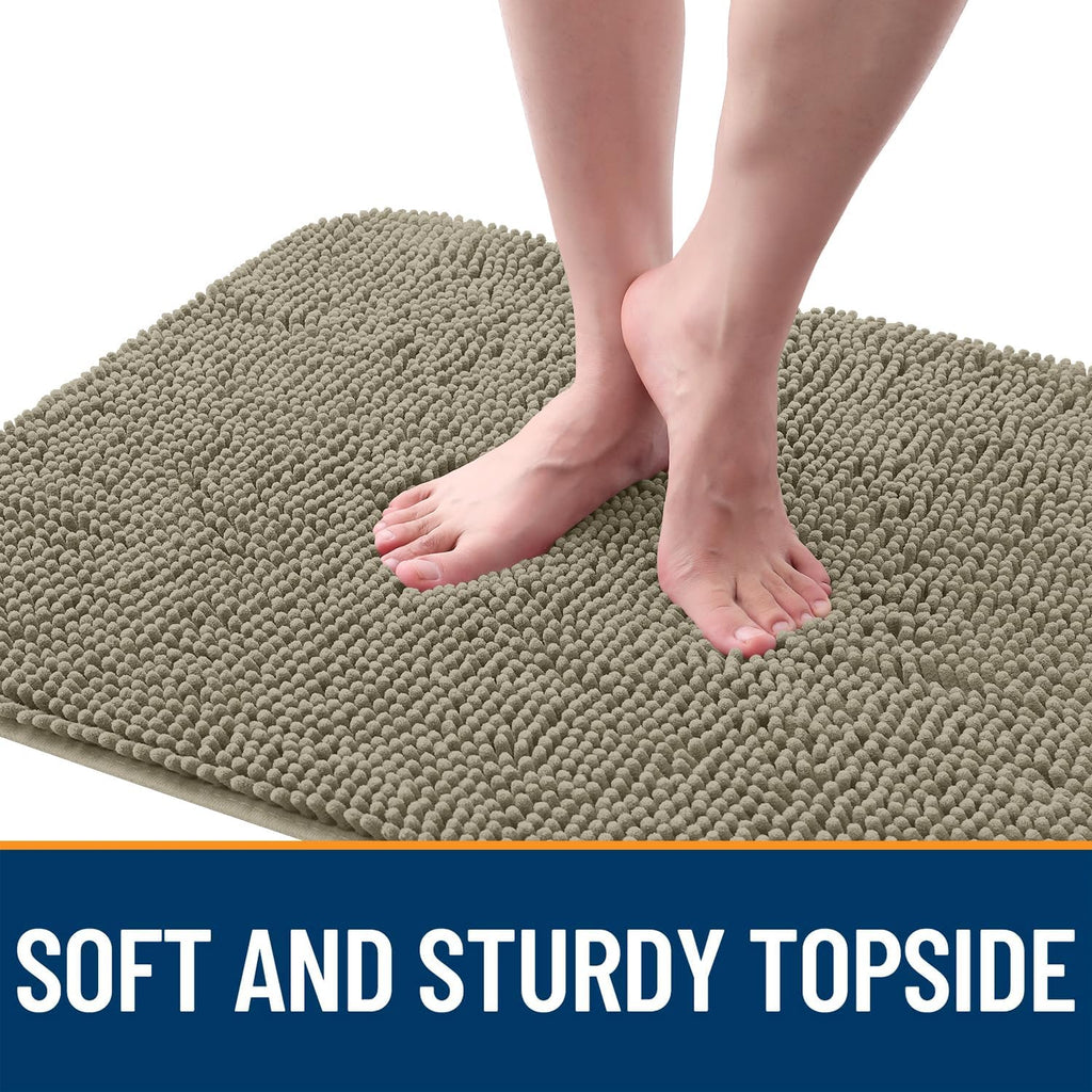 OLANLY Dog Door Mat - Absorbent Non-Slip Chenille Mud Mat for Muddy Paws | 59x20 Warm Taupe