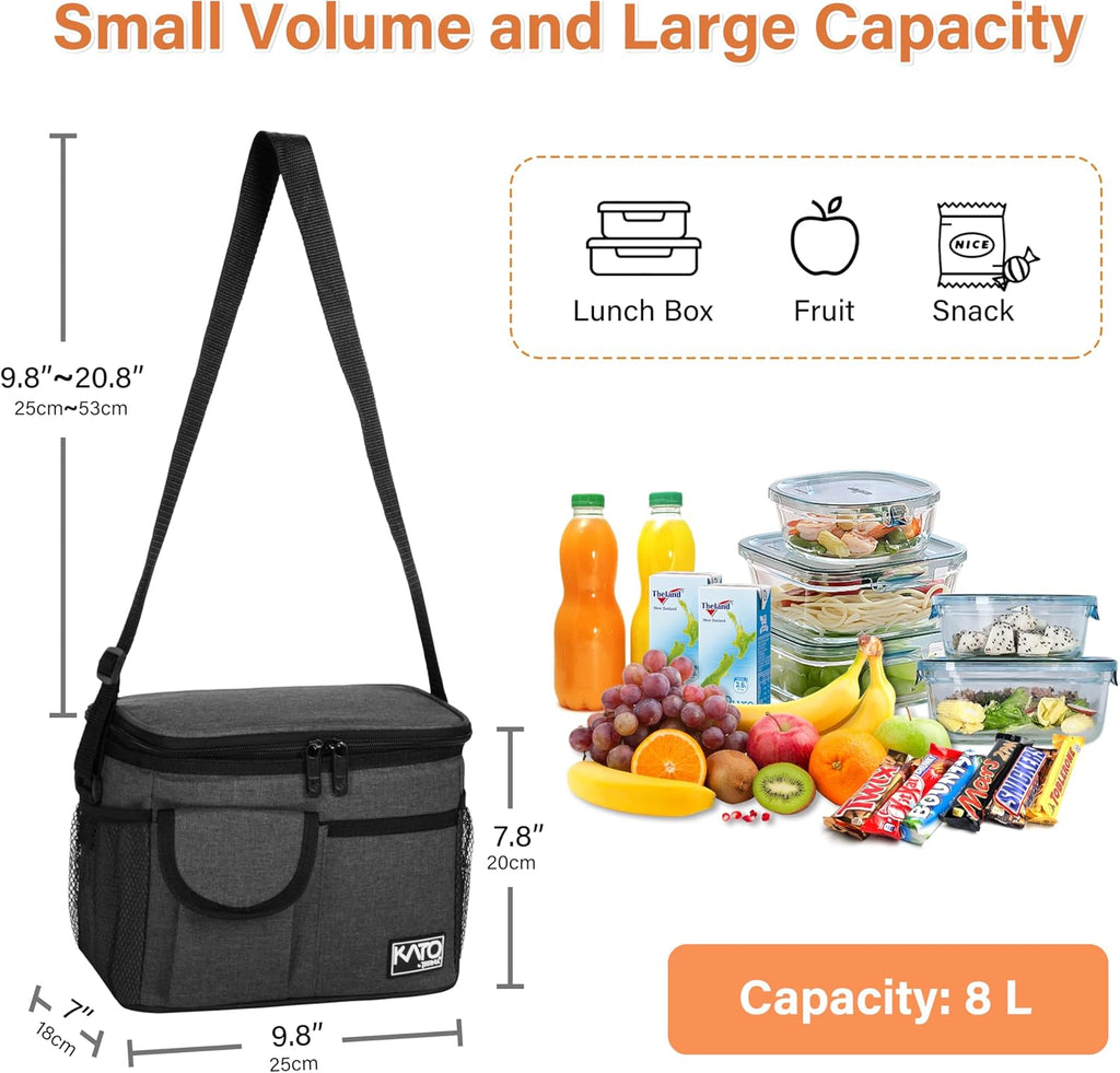 Tirrinia Insulated Lunch Bag - Leakproof Soft Cooler for Adults & Kids | Charcoal Color, Perfect for Work, School, Picnics