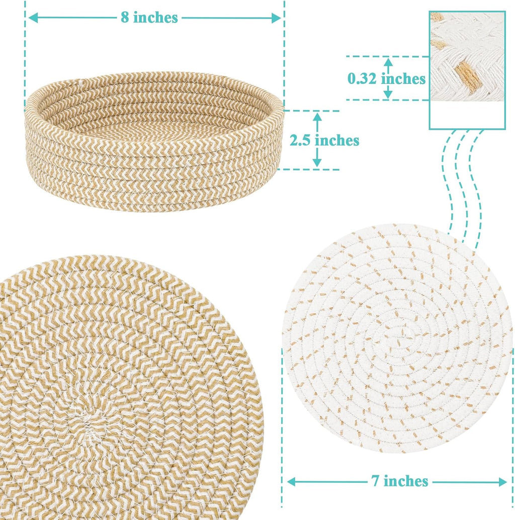 Trivets by Home Essentials - Heat Resistant Hot Pads with Storage Basket | 5 PCS Mix Brown for Kitchen Decor