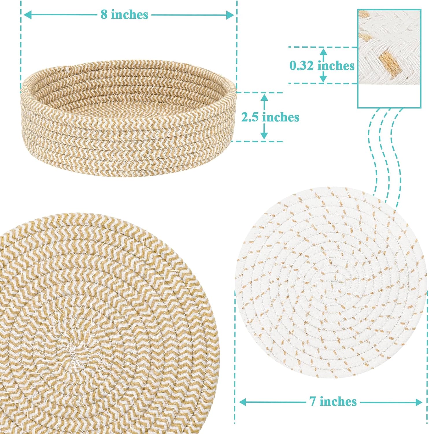 Trivets by Home Essentials - Heat Resistant Hot Pads with Storage Basket | 5 PCS Mix Brown for Kitchen Decor