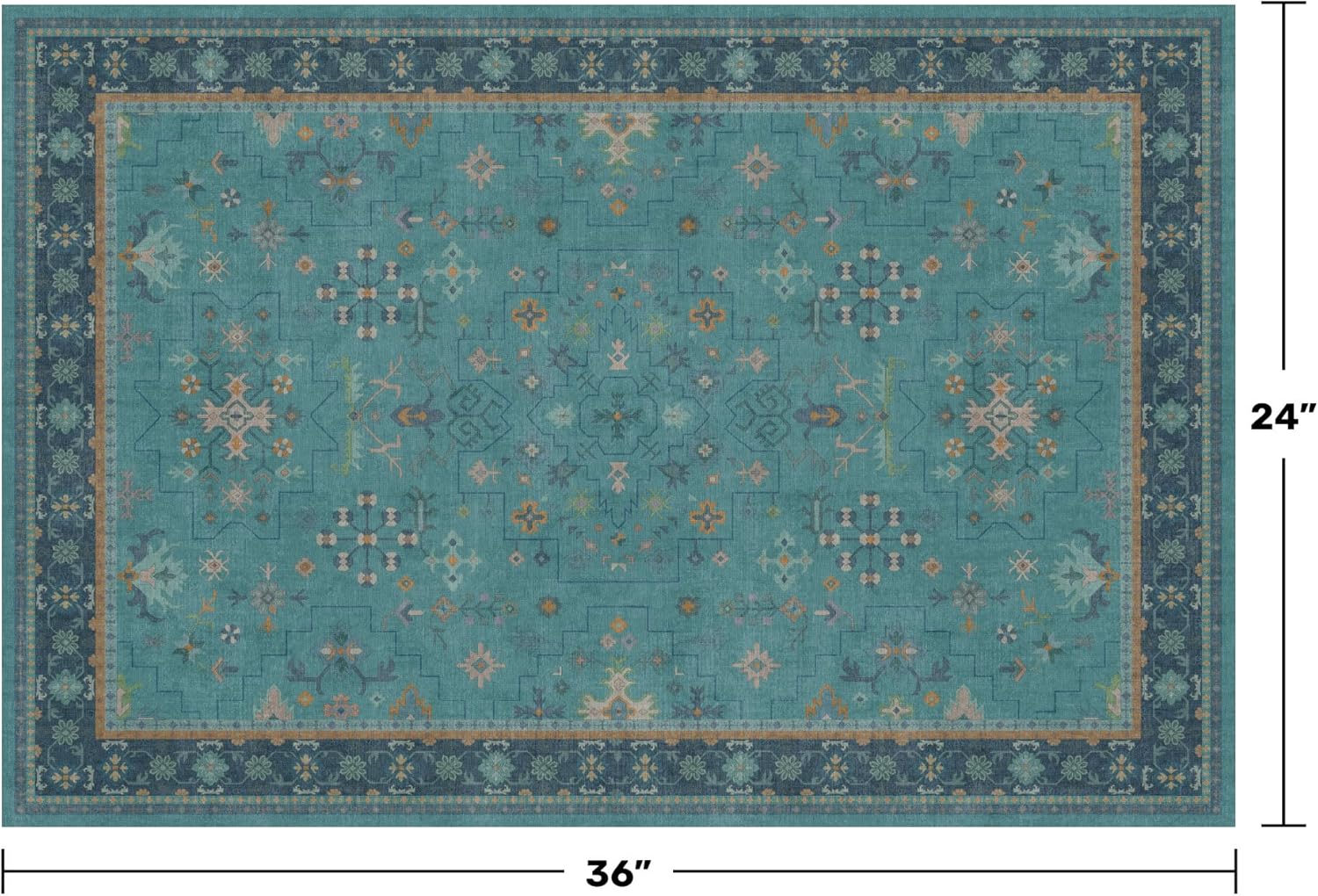 Skiennix Washable Teal Rug - Non-Slip, Stain & Fade Resistant | Perfect for Entryway, Kitchen & Bathroom
