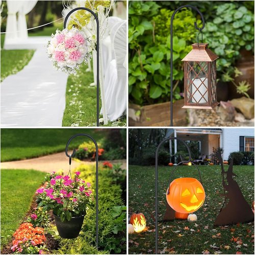 Feed Garden Adjustable 32-Inch Shepherd Hooks - Rust Resistant Steel for Outdoor Lanterns & Bird Feeders | 8 Pack