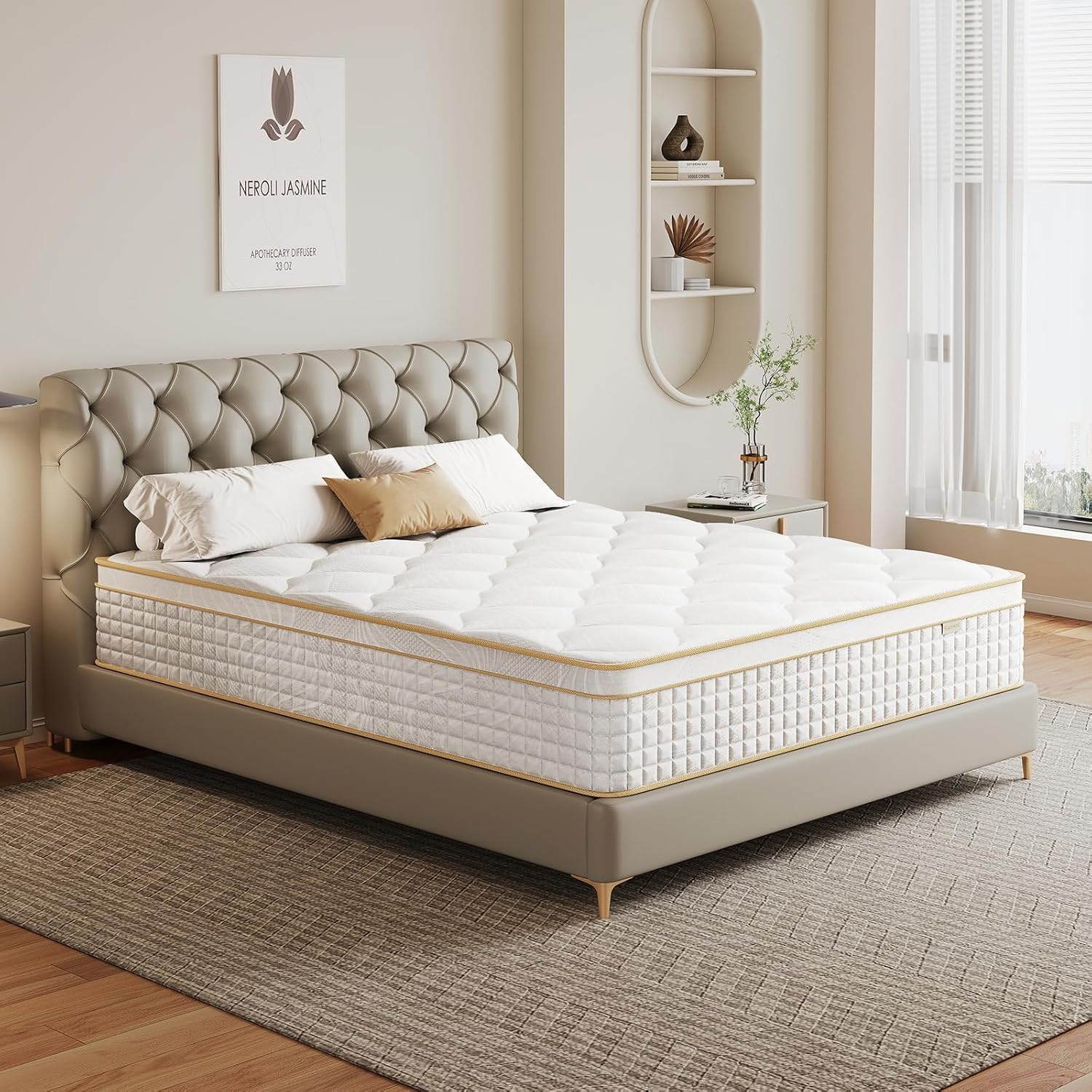 Skiennix Hybrid Mattress - Twin Size, Medium Firm, Memory Foam & Pocket Springs, Euro Top, Motion Isolation, CertiPUR-US (10 Inch)