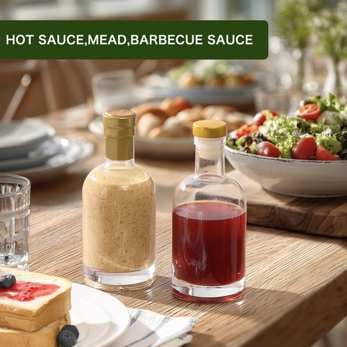 Danmu 20 Pack Glass Bottles with Lids 6 oz Airtight Leakproof,Thick Base Glass Bottles with Cork for Hot Sauce,Wine,Kombucha,Mead,Syrup,Vanilla Extract,Shrink Capsules Included for Party Favors