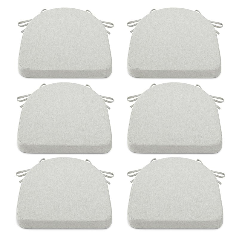 Shinnwa Kitchen Chair Cushions Set of 6, Non-Slip Dining Chair Cushions with Ties and Machine Washable Cover, 6 Pack, 17 x 16.5 x 2in, Off White