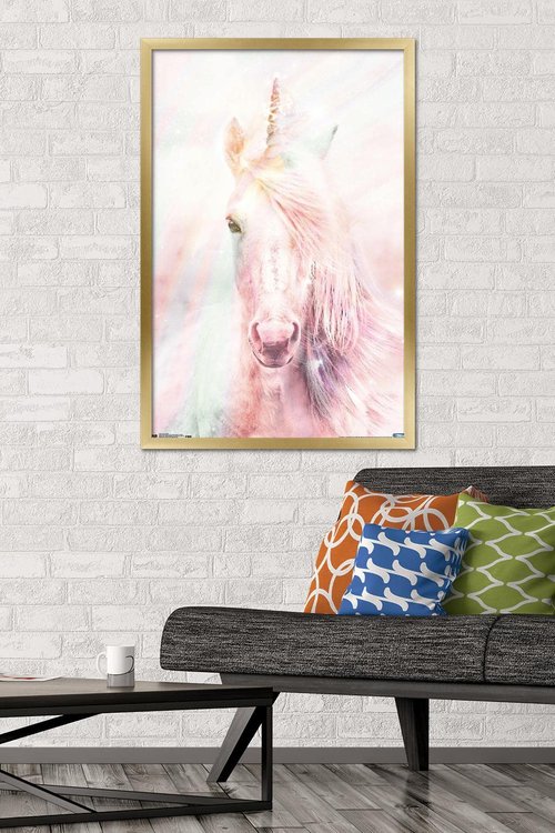 Trends International Pink Unicorn Wall Poster, 22.375" x 34", Gold Framed Version