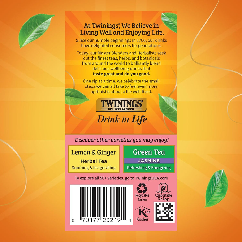 Twinings Raspberry & Lemon Herbal Tea - Refreshing & Fruity, Caffeine-Free, 20 Individually Wrapped Bags