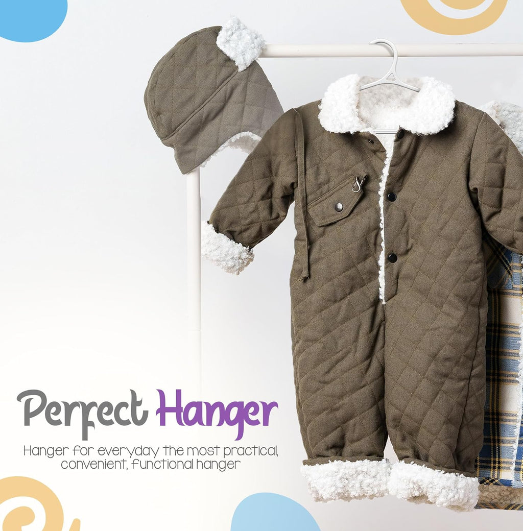 Utopia Home Kids Hangers - 60 Pack 11-Inch Non-Slip Plastic Baby Hangers for Closet | White