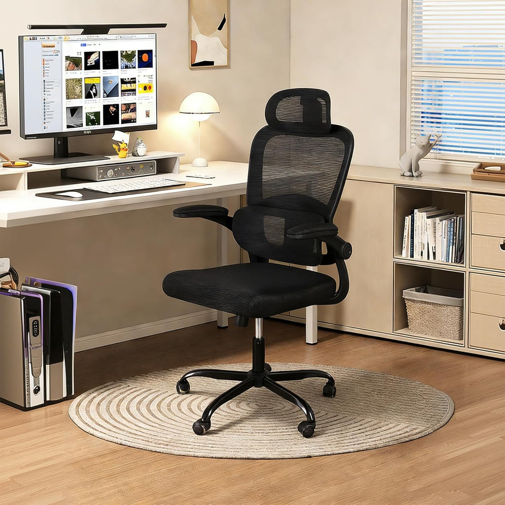 Skiennix Ergonomic Office Chair - High Back Mesh Design with Adjustable Lumbar Support & Headrest