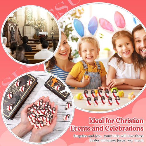 Bememo Mini Jesus Figures - 50 Pcs Christ Toys for Sunday School & Religious Parties | Red