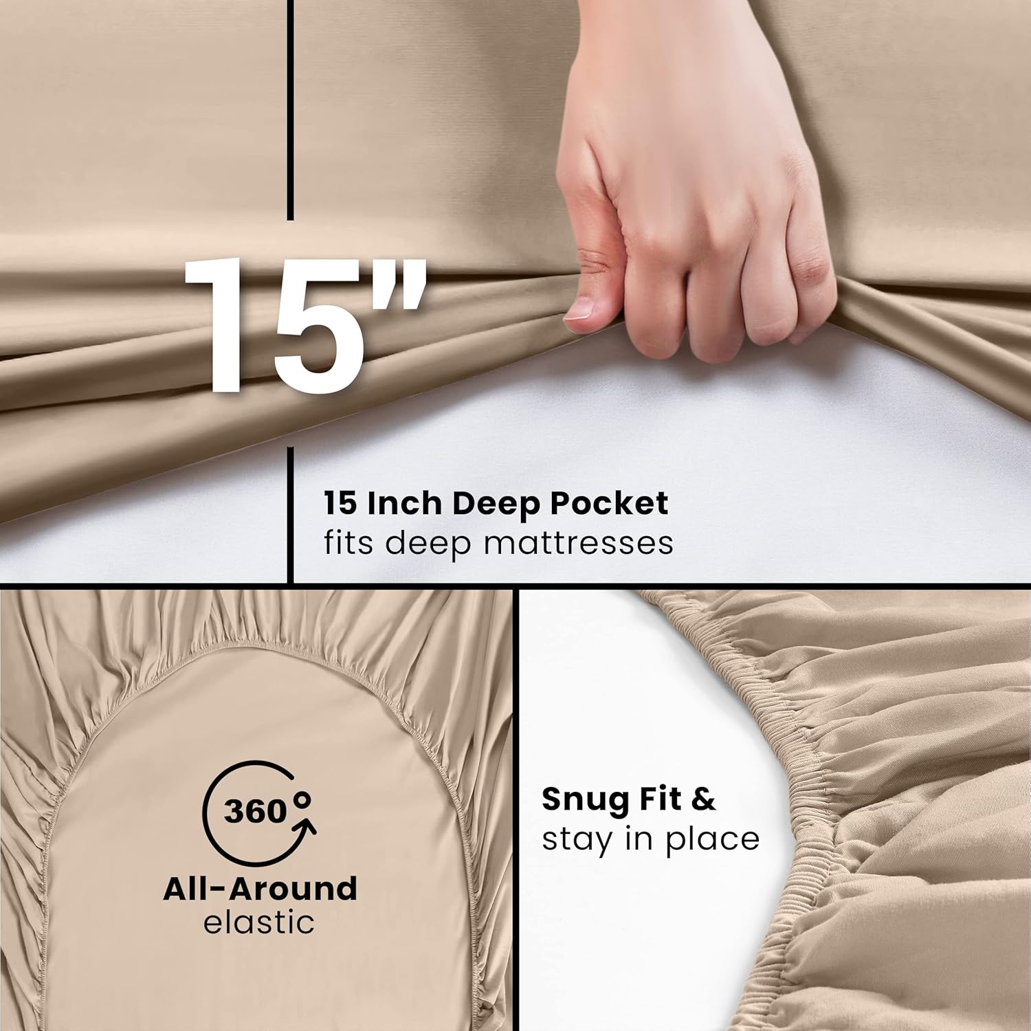 Utopia Bedding Queen Fitted Sheets - Soft Brushed Microfiber with Deep Pockets | Bulk Pack of 2 - Beige