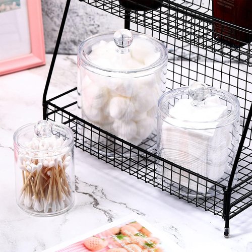 Meanplan Apothecary Jars - Clear Plastic Storage Containers with Lids | 9 Pack in 3 Sizes (10/22/39 oz)
