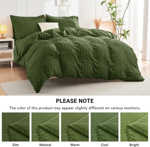 HYMOKEGE Olive Green California King Comforter Set - 7-Piece All-Season Luxury Bedding Set
