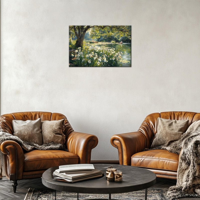 ANRUOXI Monet Wall Art, Vintage Rustic, Oil Painting Print, 24x18 Inch, Framed, Ready to Hang, Bedroom, Living Room, Office