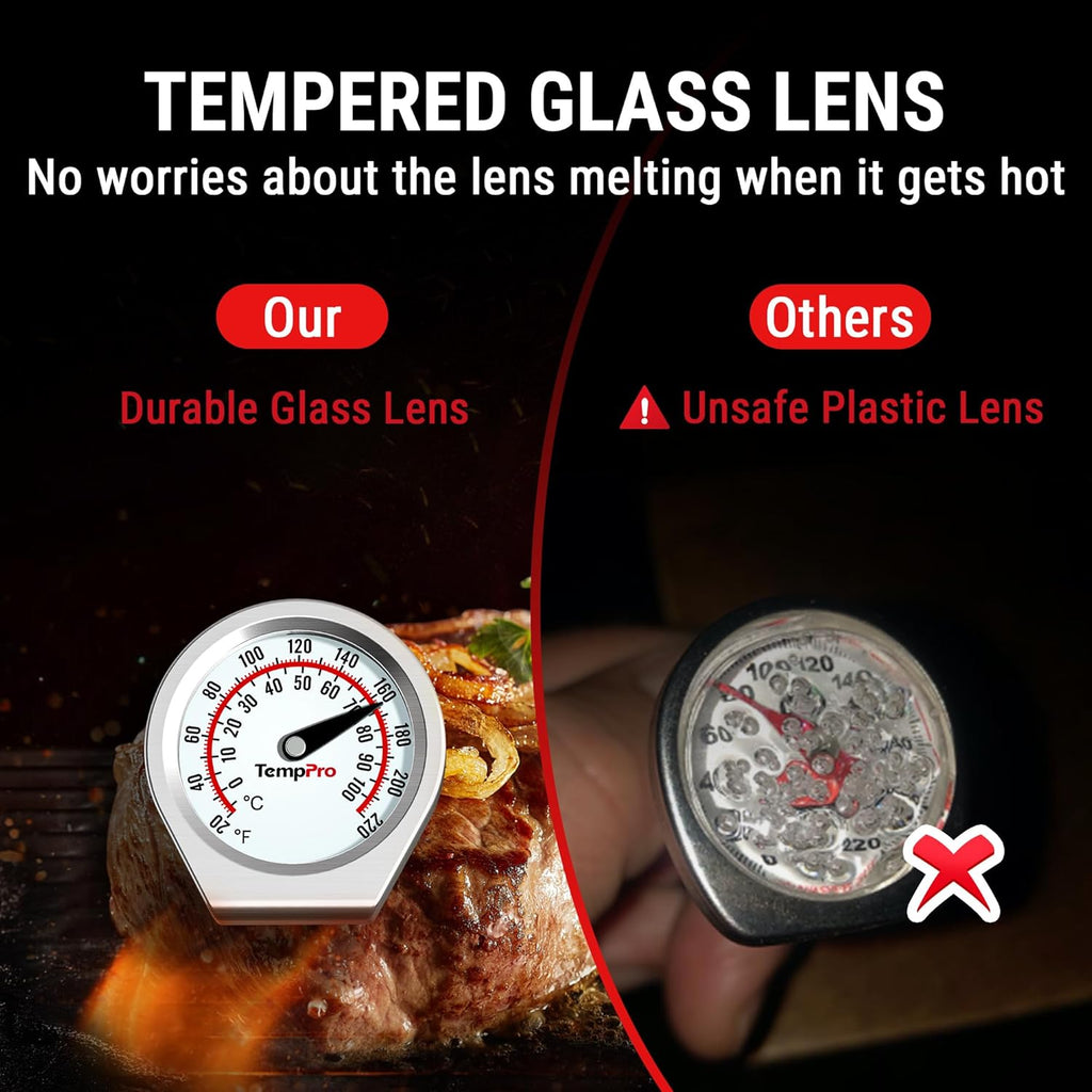 TempPro Instant Read Meat Thermometer - Portable Cooking & Grill Thermometer with Glass Lens for Steak, Turkey, Liquid