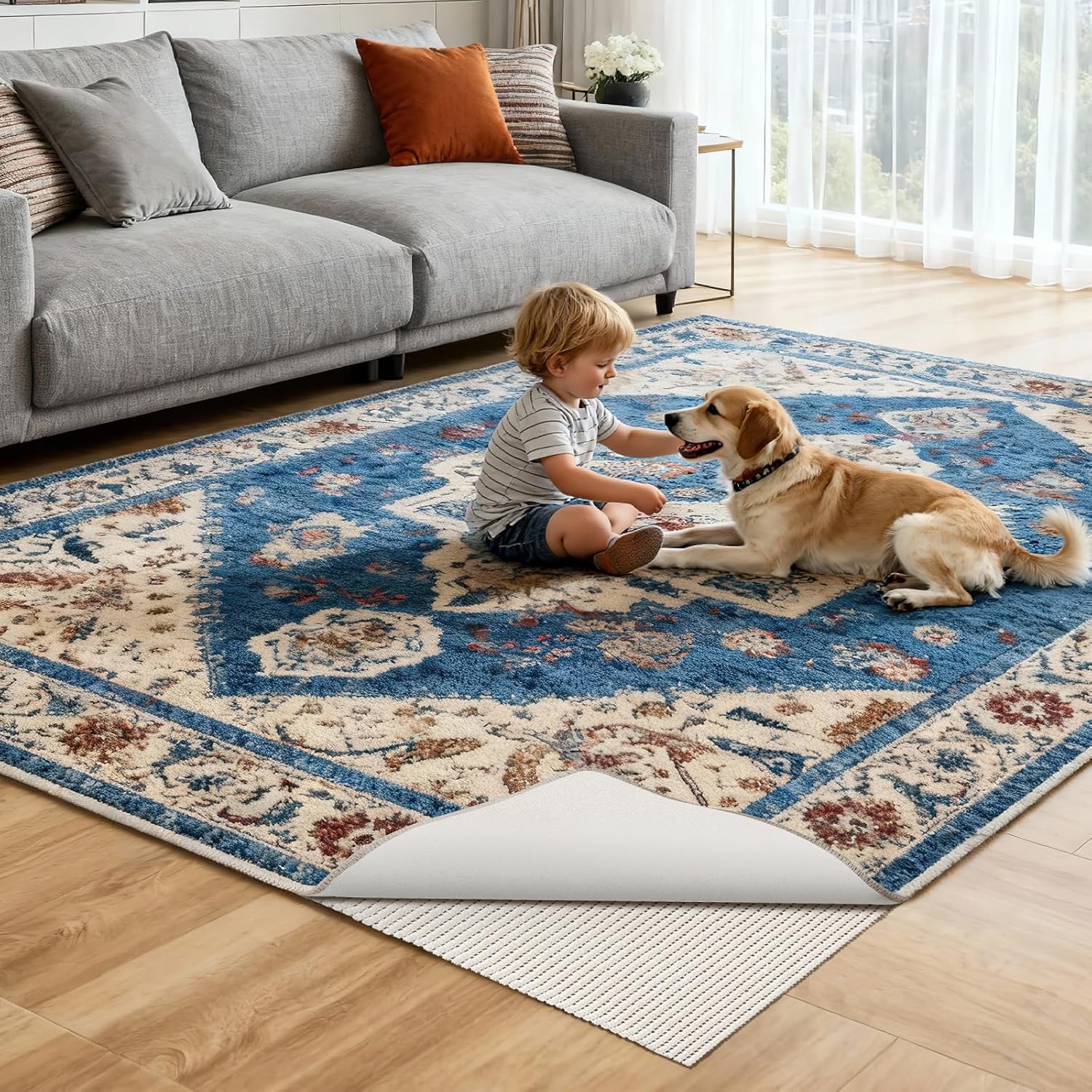 Songrey Non-Slip Rug Pad Gripper - Extra Thick 2x3 FT Carpet Pad for Hard Surfaces | Prevents Sliding & Provides Comfort