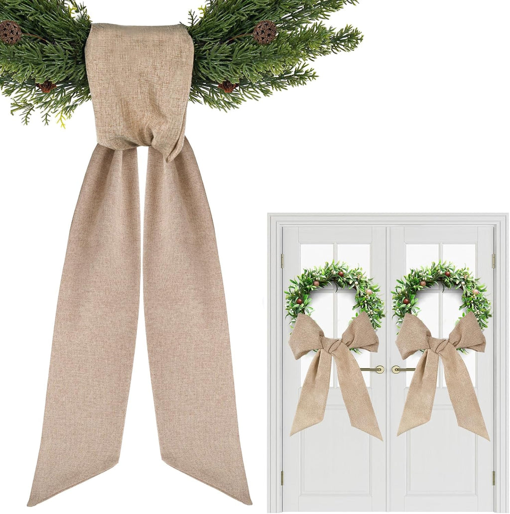 Rustic Wreath Sash by [Brand Name] - 2 Pcs 55.5 Inch Plain Boho Decor for Front Door & Porch