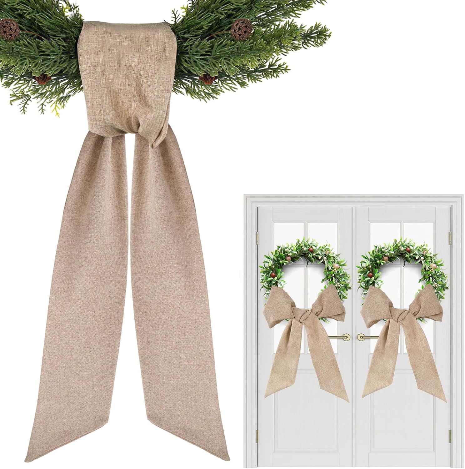 Rustic Wreath Sash by [Brand Name] - 2 Pcs 55.5 Inch Plain Boho Decor for Front Door & Porch
