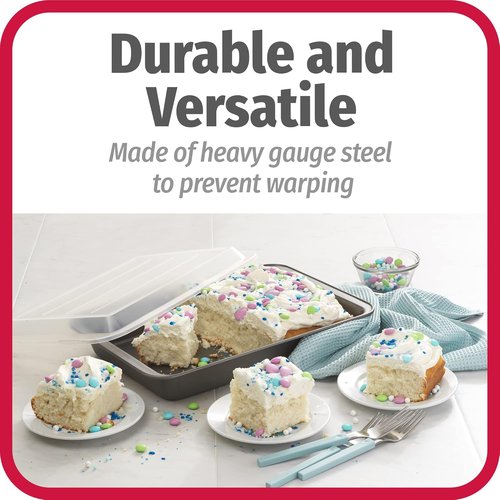 GoodCook Nonstick Steel Cake Baking Pans - Set of 2 with Covers | 13" x 9", Gray