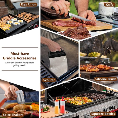 25Pcs Griddle Accessories Kit for Blackstone, Joyfair Stainless Steel Flattop Grilling Spatula Accessory Tools Set with Smash Burger Press Basting Cover for Outdoor BBQ Hibachi Cooking (PP Handle)
