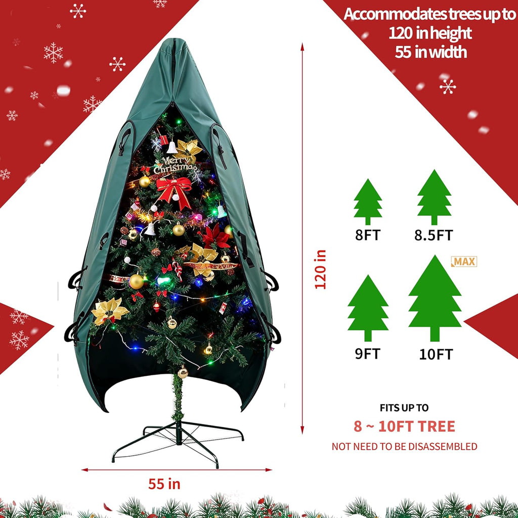 Upright Christmas Tree Bag - 9 Ft Storage Solution for 8-10 Ft Artificial Trees | Durable Cover